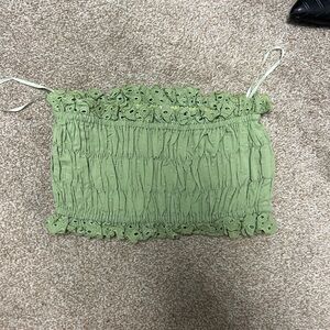 Two piece set! Olive green. Size M. Bandeau top/maxi skirt. Elastic waistband.